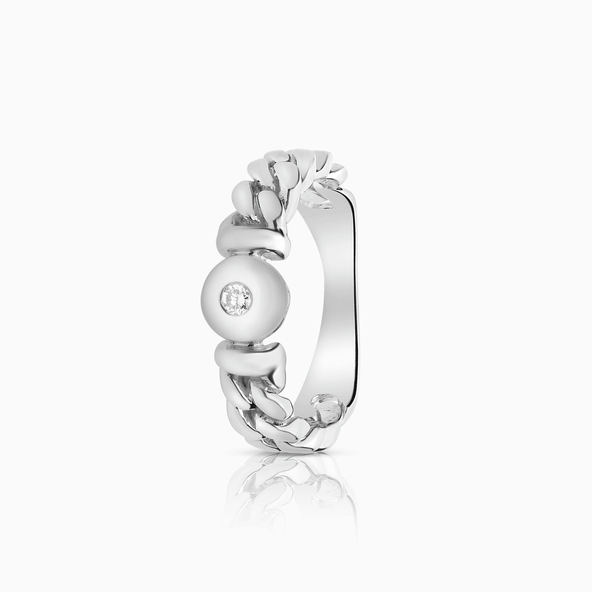 Diamantring pansar 0,05ct 18K vitguld