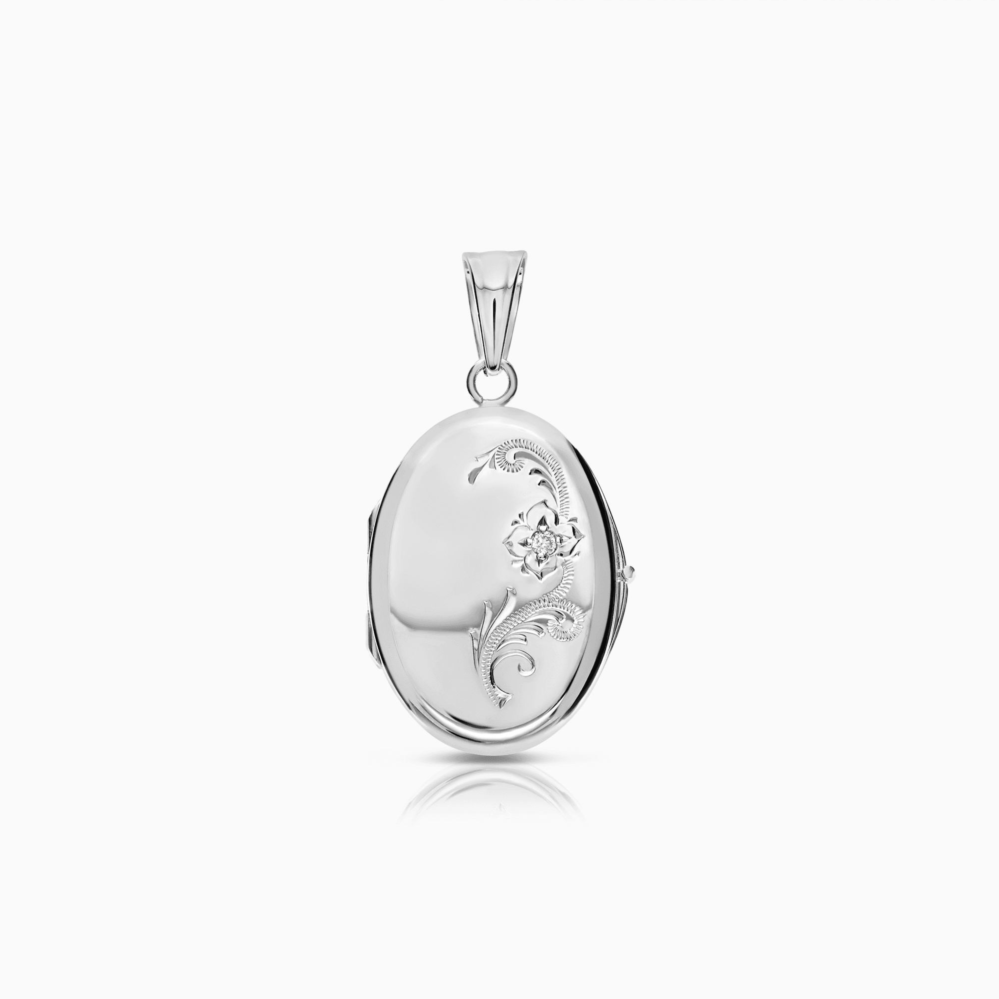 Diamanthänge medaljong 0,02ct 18K vitguld