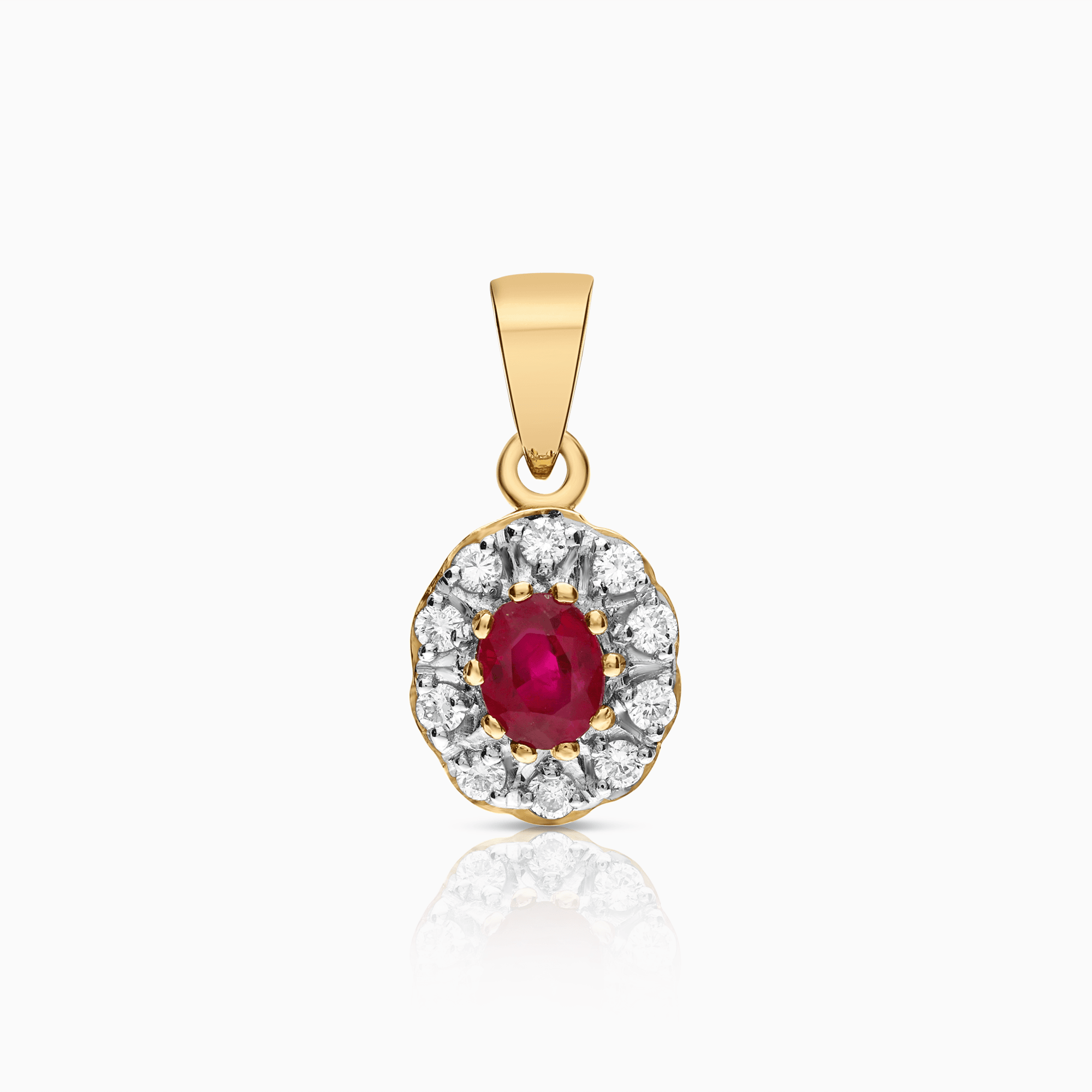 Hängsmycke carmosé med diamanter och rubin 0,18ct 18K guld