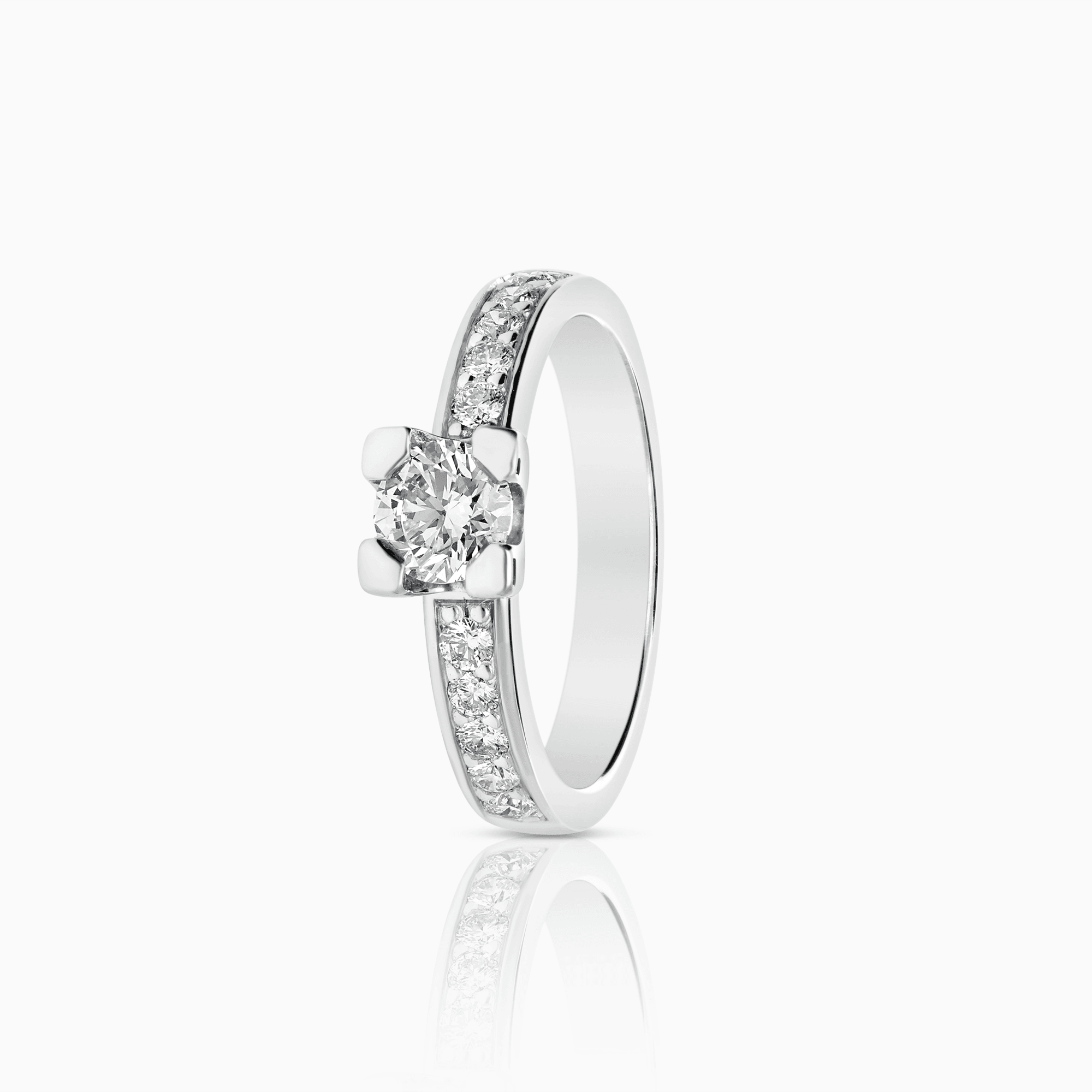 Sidostensring 0,55ct 18K vitguld