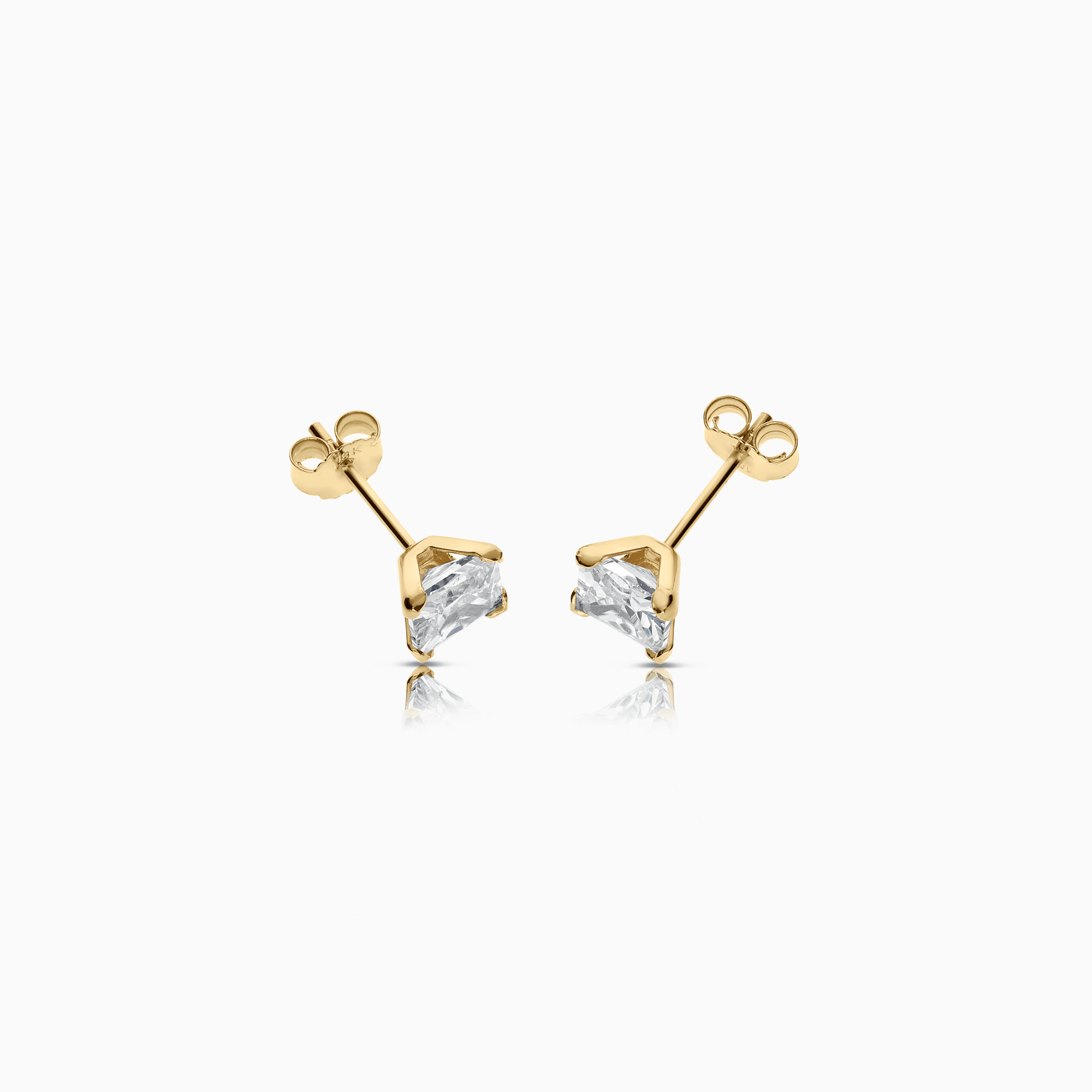 Gold Earrings with White Cubic Zirconia 1.00g 18K Gold