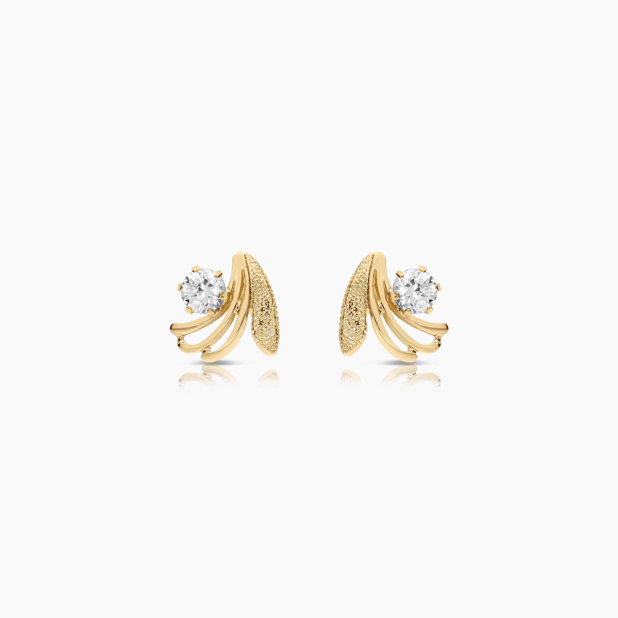 Gold earrings with white cubic 0.68g 18K gold